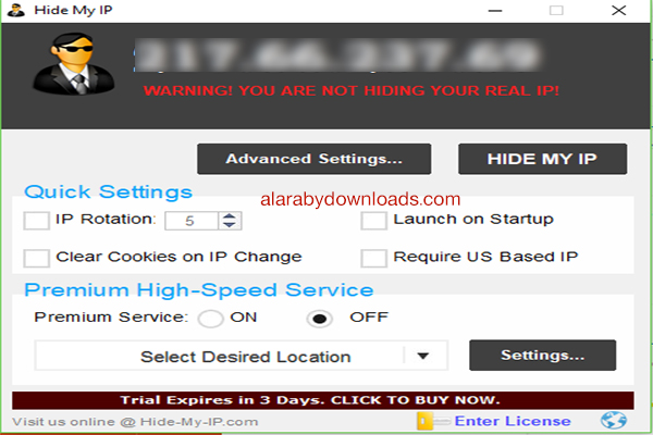 برنامج إخفاء عنوان الاي بي للكمبيوتر Hide My IP عربي
