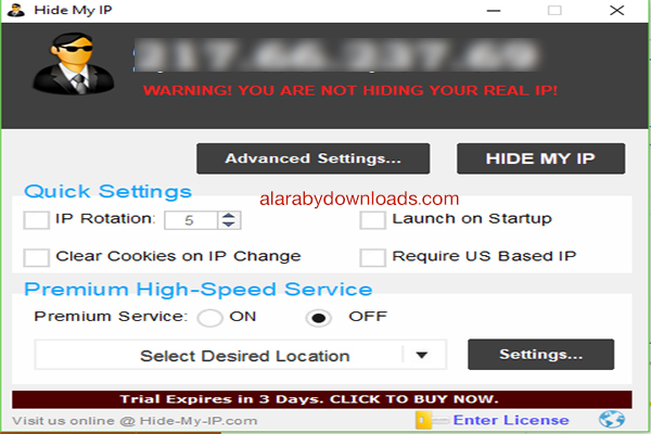 تحميل برنامج تغيير الاي بي للكمبيوتر Hide My IP 