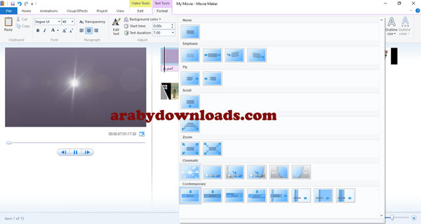 التحكم في طريقة عرض العناوين و النصوص و الحركات في برنامج مونتاج الافلام للكمبيوتر - صانع الفيديوهات و المونتاج افضل برنامج لعمل فيديو كليب