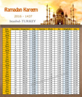 امساكية رمضان اسطنبول تركيا 2016 - Imsakia Ramadan Istanbul Turkey