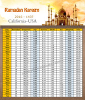 امساكية رمضان كاليفورنيا امريكا 2016 - Imsakia Ramadan California USA