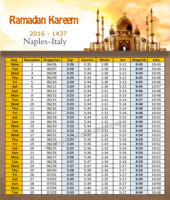 امساكية رمضان روما ايطاليا 2016 - Imsakia Ramadan Rome Italy