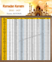 امساكية رمضان فينا النمسا 2016 - Imsakia Ramadan Vienna Austria