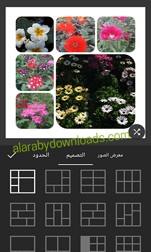 اختيار شكل تصميم مربعات الصور عبر in shot