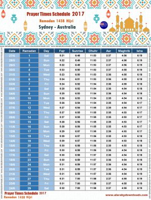 امساكية رمضان 2017 سيدني استراليا تقويم 1438 Ramadan Imsakia