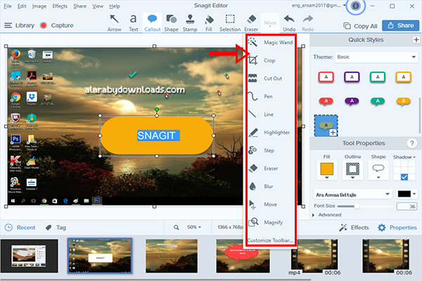 تحميل برنامج تصوير سطح المكتب فيديو Snagit عربي سناجيت أحدث اصدار 2017