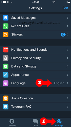 تغيير لغة تلكرام مكرر للايفون الى العربي - telegram 2 تيليجرام مكرر للايفون telegram x