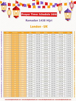 تحميل امساكية رمضان 2018 لندن بريطانيا Ramadan England