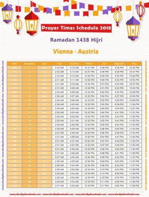 تحميل امساكية رمضان 2018 فيينا النمسا Ramadan Vienna