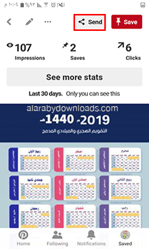 تظهر الصورة عدد الانطباعات impressions وعدد clicks لكل منشور