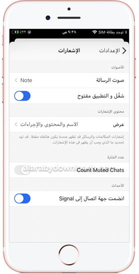 اعدادات الاشعارات في تطبيق سيجنال ، تحميل تطبيق سيجنال للايفون