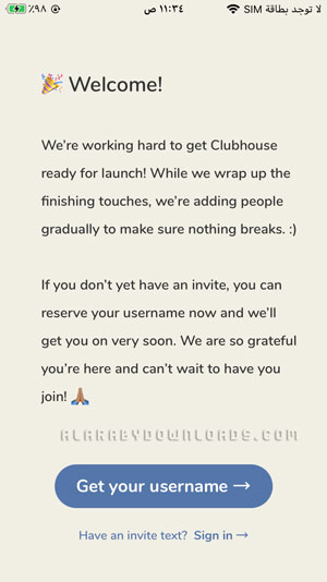 واجهة برنامج ‎Clubhouse للايفون