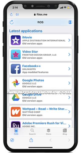 قائمة التطبيقات في متج ftios  - ftos للايفون