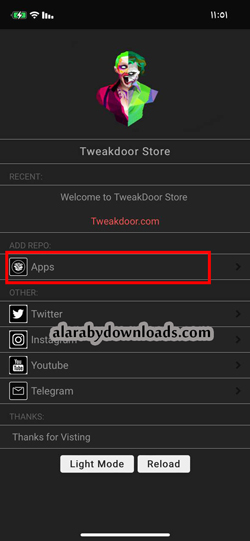 قسم التطبيقات بعد تحميل تويك دور للايفون 