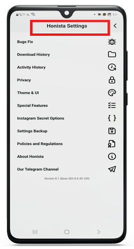 أبرز اعدادات انستقرام هونيستا honista apk 